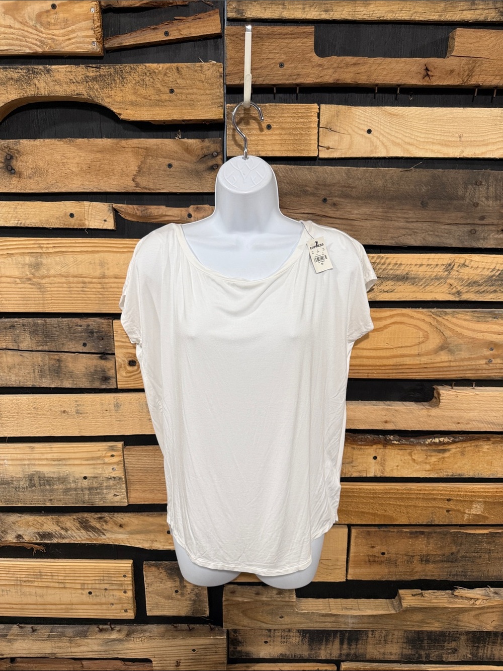Express London White Flowy Relaxed Fit Ultra Soft Jersey T-shirt XS NWT